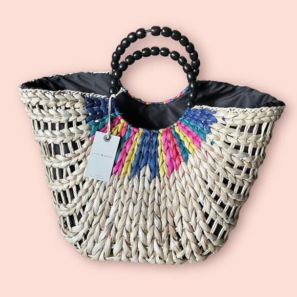 LUCKY BRAND BARIA STRAW BAG PURSE TOTE SHOPPER NWT - Picture 2 of 12